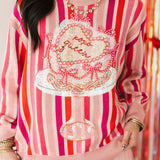 Pink Striped 'XOXO Queen' Heart Cake Sweater | Queen Of Sparkles