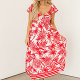 Palm Paradise Midi Dress | Red