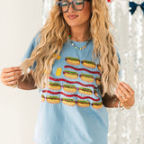 Dusty Blue USA Food Flag Tee | Queen Of Sparkles