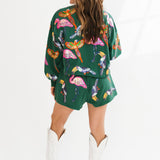 Dark Green Multi Bird Short | Queen Of Sparkles