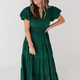 Anne Puff Sleeve Tiered Maxi | Green