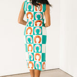 Teal Checkered Horse Shoe Knit Maxi Dress | Queen Of Sparkles