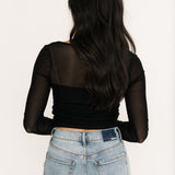 Soft Focus Long Sleeve Top | Black