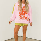 Pink & Green Colorblock Orange QOS Logo Short | Queen Of Sparkles