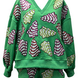 Green Little Debbie Trees V Neck Sweatshirt