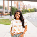 White And Orange 'Game Day' Football Tee | Queen Of Sparkles