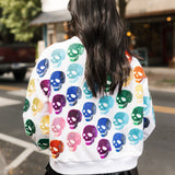 White Rainbow Skulls Sweatshirt | Queen Of Sparkles