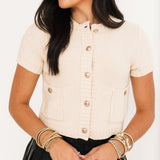 Button Up Sweater Top | Cream
