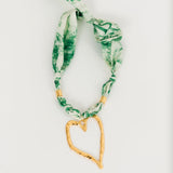 Green Toile Scarf Necklace