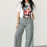 Houndstooth Wide Leg Pants | Black