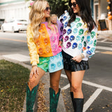 Colorblock Multi Skull Short | Queen Of Sparkles
