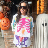 Grey And Neon Multi Skeleton Sweatshirt | Queen Of Sparkles