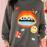 Love Graphic Mock Neck Sweatshirt