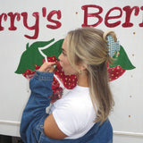 Blue Gingham Strawberry Charm Claw