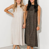 Black & Gold Full Rhinestone Active Midi Dress | Queen Of Sparkles