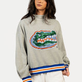 Licensed Florida Grey Gingham Mascot Mock Neck Sweatshirt | Queen Of Sparkles