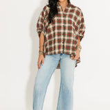 Oversized Button Up Shirt | Plaid