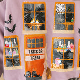 Brown & Purple Haunted House Henley Sweatshirt | Queen Of Sparkles