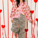 Pink Love Letters Button Up Cardigan | Queen Of Sparkles