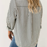 Striped Button Down Shirt | Black