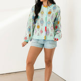 Aqua Colorblock Trim Multi Watch Button Up Cardigan | Queen Of Sparkles