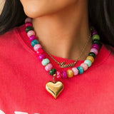 Colorful Beaded Heart Necklace
