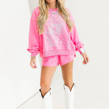 Pink Scattered Rhinestone QOS Sparkle Short | Queen Of Sparkles
