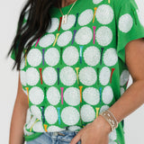 Green Golf Ball & Golf Tee T-shirt | Queen Of Sparkles