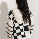 Multi Checker Hooded Sweater