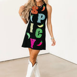 Black Multi 'Spicy' Chili Pepper Tank Dress | Queen Of Sparkles