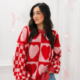 Colorblock Hearts Sweater