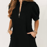Textured Mini Dress | Black