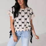 Bow Sweater Top | Ecru