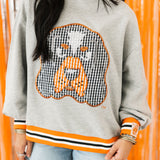 Licensed Tennessee Grey Gingham Mascot Mock Neck Sweatshirt | Queen Of Sparkles