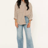 Striped Button Down Shirt | Brown