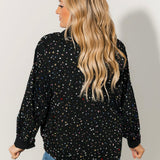 Black Multi Rhinestone Cotton Button Up Collared Top | Queen Of Sparkles