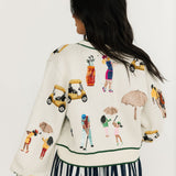 White Multi Golf Icon Cardigan | Queen Of Sparkles