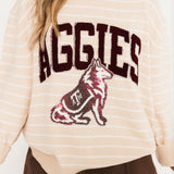 Licensed Texas A&M Beige Stripe Vintage Team Sweater | Queen Of Sparkles