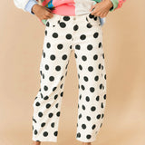 Polka Dot Stretchy Barrel Jean