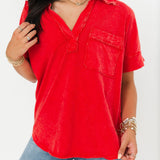 Washed Pocket Tee | Scarlet