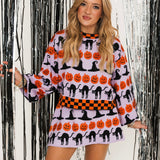 Checker Trim Halloween Icon Sweater | Queen Of Sparkles