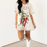 Beige Jalapeno Seed Cotton Short Sleeve Dress | Queen Of Sparkles