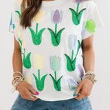 White Multi Tulip Tee | Queen Of Sparkles