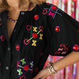 XOXO Tic Tac Toe Cotton Button Up Dress