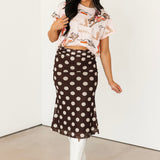 Bold Polka Dot Midi Skirt | Chocolate