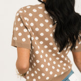 Polka Dot Sweater Top | Taupe