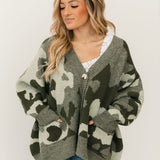 Cozy Camo Knit Cardigan | Olive