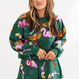 Dark Green Multi Bird Sweatshirt | Queen Of Sparkles