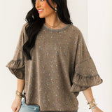 Floral Ruffle Top | Ash Mocha