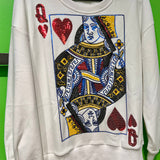 White Queen Of Hearts Card Sweatshirt